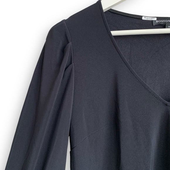 Boston Proper Puff Sleeve Top S Black Blouse Shirt Travel Minimalist - Picture 4 of 12